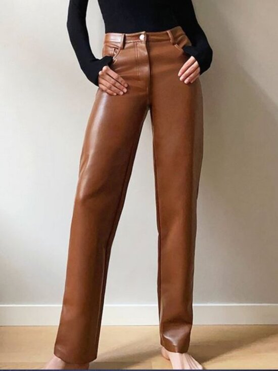 *NEW Wilfred Melina Leather Pants Cognac Size 8 - Picture 1 of 8